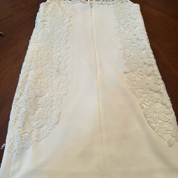 Annette Lepore Lace Panel Shift Dress | White | Elegant Feminine | Size S - Picture 9 of 9